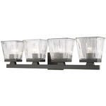 Astor Bathroom Vanity Light - Matte Black / Clear Ribbed