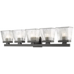 Astor Bathroom Vanity Light - Matte Black / Clear Ribbed