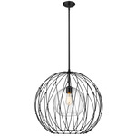 Elle Indoor / Outdoor Pendant - Matte Black / Clear