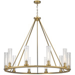 Beau Chandelier - Rubbed Brass / Clear Ribbed