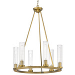 Beau Chandelier - Rubbed Brass / Clear Ribbed