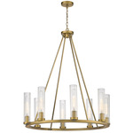 Beau Chandelier - Rubbed Brass / Clear Ribbed