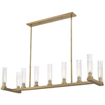 Beau Linear Chandelier - Rubbed Brass / Clear Ribbed