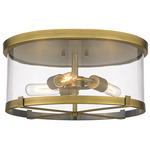 Callista Flush Ceiling Light - Rubbed Brass / Clear