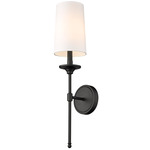 Emily Slim Wall Sconce - Matte Black / Off White