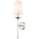 Emily Slim Wall Sconce - Polished Nickel / Off White