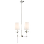Emily Linear Chandelier - Polished Nickel / Off White
