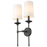 Emily Slim Wall Sconce - Matte Black / Off White