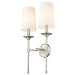 Emily Slim Wall Sconce - Polished Nickel / Off White