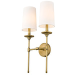 Emily Slim Wall Sconce - Rubbed Brass / Off White