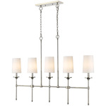 Emily Linear Chandelier - Polished Nickel / Off White