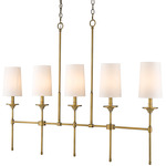 Emily Mini Linear Chandelier - Rubbed Brass / Off White