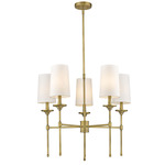 Emily 1 Tier Chandelier - Rubbed Brass / Off White