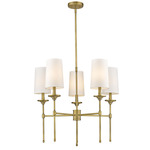 Emily 1 Tier Chandelier - Rubbed Brass / Off White