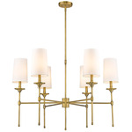 Emily 1 Tier Chandelier - Rubbed Brass / Off White
