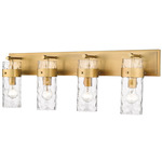 Fontaine Bathroom Vanity Light - Rubbed Brass / Clear Water