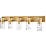 Fontaine Bathroom Vanity Light - Rubbed Brass / Clear Water