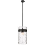 Fontaine Pendant - Matte Black / Clear Water