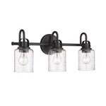 Kinsley Bathroom Vanity Light - Matte Black / Clear Seeded