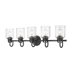 Kinsley Bathroom Vanity Light - Matte Black / Clear Seeded