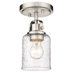 Kinsley Semi Flush Ceiling Light - Brushed Nickel / Clear Seeded