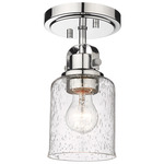 Kinsley Semi Flush Ceiling Light - Chrome / Clear Seeded