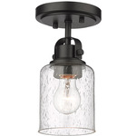 Kinsley Semi Flush Ceiling Light - Matte Black / Clear Seeded