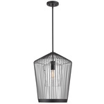 Lido Indoor / Outdoor Pendant - Matte Black / Clear Seeded