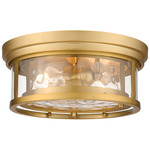 Clarion Flush Ceiling Light - Olde Brass / Clear Water