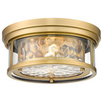 Clarion Flush Ceiling Light - Rubbed Brass / Clear Water
