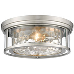 Clarion Flush Ceiling Light - Brushed Nickel / Clear Water