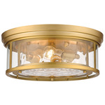 Clarion Flush Ceiling Light - Olde Brass / Clear Water