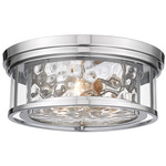 Clarion Flush Ceiling Light - Polished Nickel / Clear Water