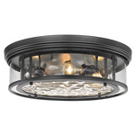 Clarion Flush Ceiling Light - Matte Black / Clear Water