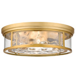 Clarion Flush Ceiling Light - Olde Brass / Clear Water