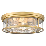 Clarion Flush Mount - Rubbed Brass / Clear Water