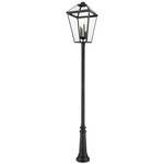 Talbot Outdoor Post Light with Round Post/Fluted Base - Black / Clear