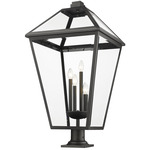 Talbot Outdoor Pier Mount with Round Base - Black / Clear