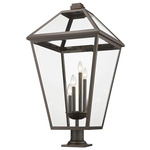 Talbot Outdoor Pier Light with Traditional Base - Oil Rubbed Bronze / Clear Seeded