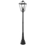 Talbot Large Outdoor Post Light with Classic Base - Black / Clear