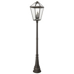 Talbot Post Light with Round Post/Decorative Base - Oil Rubbed Bronze / Clear Seeded