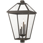 Talbot Outdoor Post Light with Round Fitter - Oil Rubbed Bronze / Clear Seeded