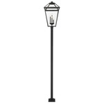 Talbot Outdoor Post Light with Square Post/Stepped Base - Black / Clear