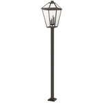 Talbot Outdoor Post Light with Square Base - Oil Rubbed Bronze / Clear Seeded