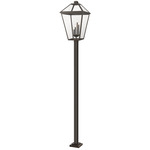 Talbot Outdoor Post Light with Square Post/Stepped Base - Oil Rubbed Bronze / Clear Seeded