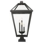 Talbot Outdoor Pier Light with Square Stepped Base - Black / Clear