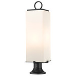 Sana Outdoor Pier Light with Simple Round Base - Black / White Opal