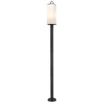 Sana Outdoor Round Post Mounted Light - Black / White Opal