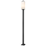 Sana Outdoor Post Light with Square Post/Stepped Base - Black / White Opal