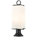Sana Outdoor Pier Light with Simple Round Base - Black / White Opal